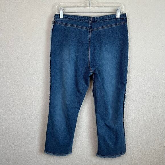 Younique Jeans Vintage Y2K Women's 9 Lace Up Leg Mid Rise Capris Stretch Denim - Picture 4 of 6